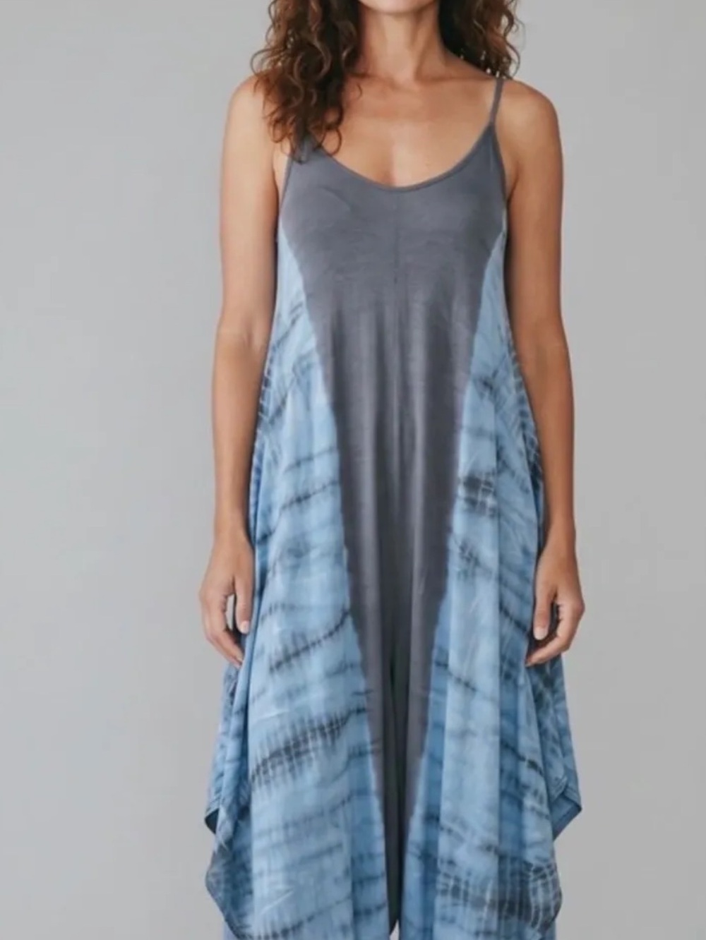 Elan Resort Charcoal & Slate Blue Tie-Dye Slip Dress Size S